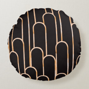 Hand drawn watercolor seamless pattern, geometrica round pillow