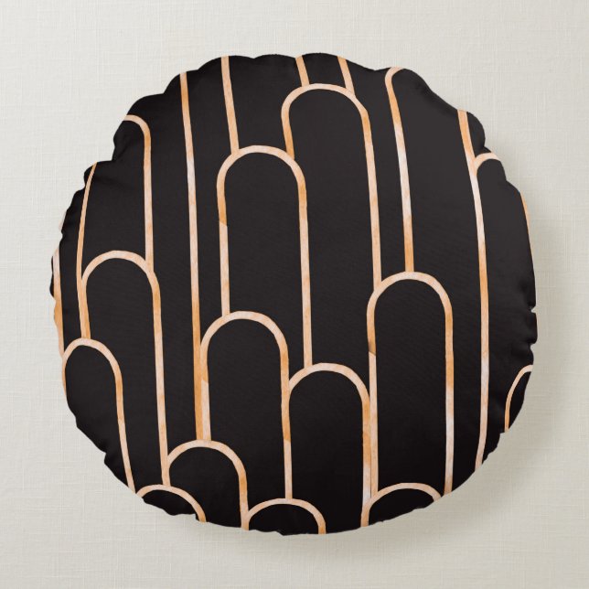 Hand drawn watercolor seamless pattern, geometrica round pillow (Front)