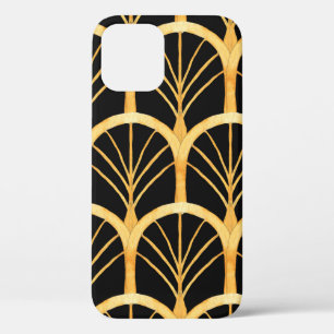 Hand drawn watercolor seamless pattern with gold i iPhone 12 case