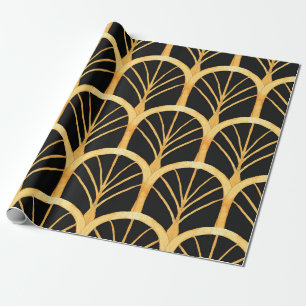 Hand drawn watercolor seamless pattern with gold i wrapping paper