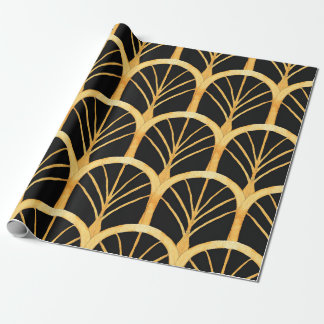 Hand drawn watercolor seamless pattern with gold i wrapping paper