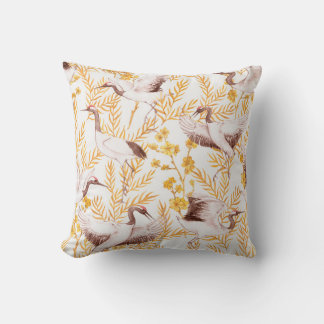 Hand drawn watercolor seamless pattern with golden throw pillow