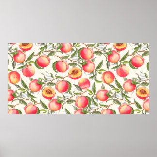 Hand-drawn watercolor seamless pattern with orange poster