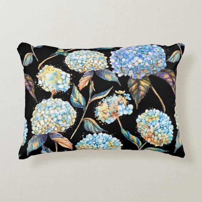Hand-drawn watercolor seamless pattern with white  accent pillow (Front)