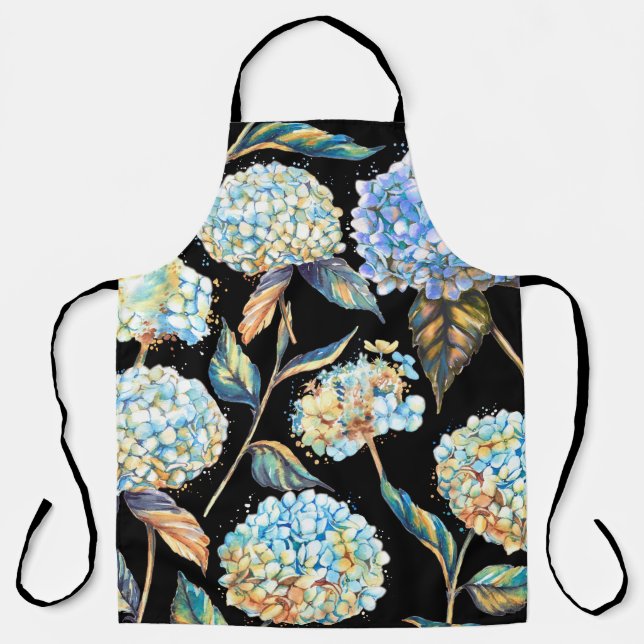 Hand-drawn watercolor seamless pattern with white  apron (Front)