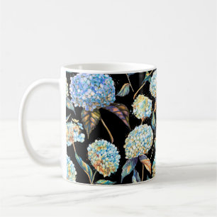 Hand-drawn watercolor seamless pattern with white coffee mug