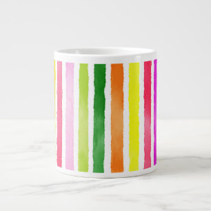 Hand drawn watercolored rainbow stripes large coffee mug