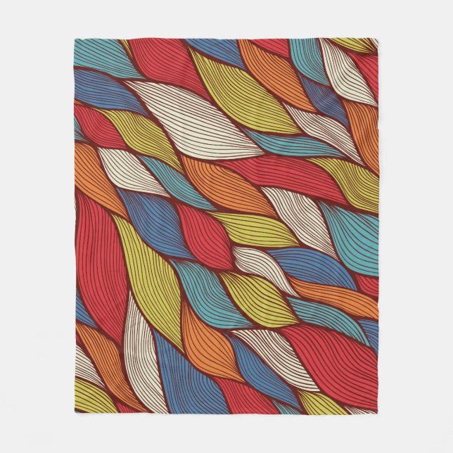 Hand-Drawn Waves: Abstract Seamless Background. Fleece Blanket (Front)