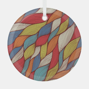 Hand-Drawn Waves: Abstract Seamless Background. Glass Ornament