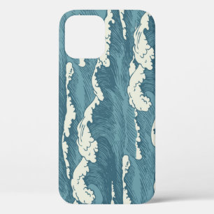 Hand-Drawn Waves Retro Vintage Pattern iPhone 12 Case