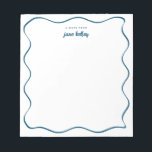 Hand Drawn Wavy Border Blue Personalized Notepad<br><div class="desc">This personalized notepad features a "groovy" design in blue or any colour you choose. Use the template form to add your personalization.</div>