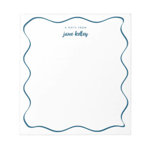Hand Drawn Wavy Border Blue Personalized Notepad