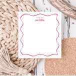 Hand Drawn Wavy Border Dark Pink Personalized Notepad<br><div class="desc">This personalized notepad features a "groovy" design in blue or any colour you choose. Use the template form to add your personalization.</div>