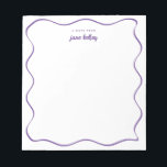 Hand Drawn Wavy Border Purple Personalized Notepad<br><div class="desc">This personalized notepad features a "groovy" design in blue or any colour you choose. Use the template form to add your personalization.</div>