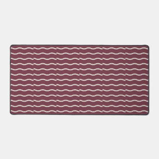 Hand-Drawn Wavy Ticking Stripe | Deep Burgundy Desk Mat