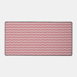 Hand-Drawn Wavy Ticking Stripe | Dusty Rose Desk Mat