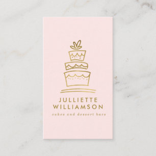 Hand Drawn Wedding Cake Watercolor Business Card