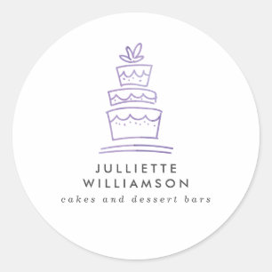 Hand Drawn Wedding Cake Watercolor Classic Round Sticker