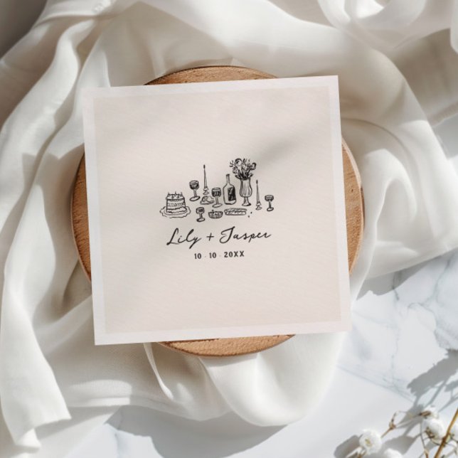 Hand Drawn Wedding Food Napkin (Creator Uploaded)