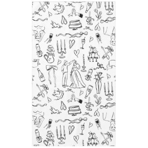 hand drawn wedding marriage bridal toile tablecloth