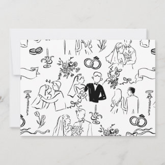 hand drawn wedding marriage engagement proposal invitation