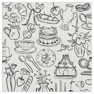 hand drawn wedding marriage vegan vegetarian fabric