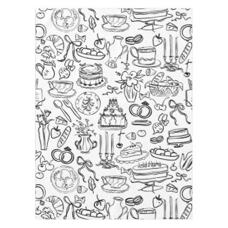 hand drawn wedding marriage vegan vegetarian tablecloth