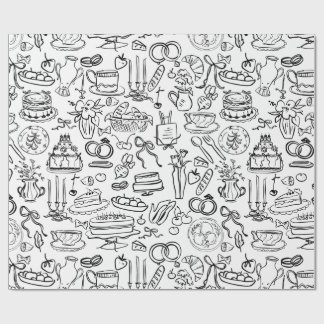 hand drawn wedding marriage vegan vegetarian wrapping paper