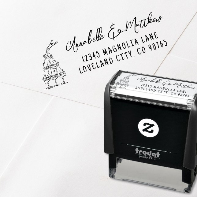 Hand Drawn Wedding Return Address Self-inking Stamp (Hand Drawn Wedding Return Address self-inking stamp)