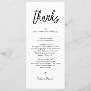 Hand drawn wedding Thank you Place Setting Card