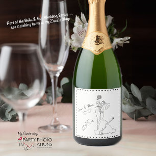 hand drawn Wedding wine label