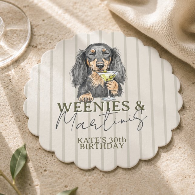 Hand Drawn Weenies and Martinis Dachshund Paper Coaster (Hand Drawn Weenies and Martinis Dachshund Paper Coaster)