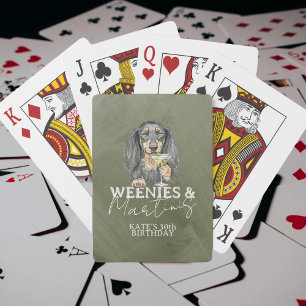 Hand Drawn Weenies and Martinis Dachshund Playing Cards