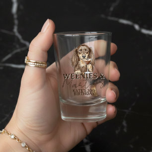 Hand Drawn Weenies and Martinis Dachshund Shot Glass