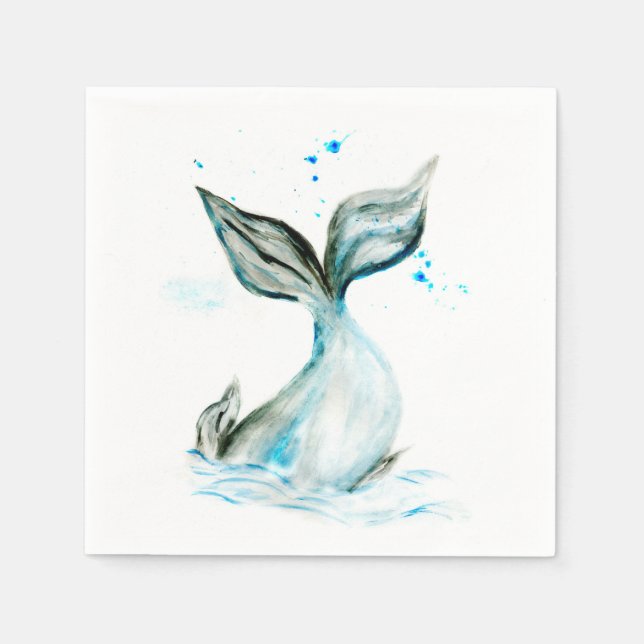 Hand drawn whale tail napkin (Front)