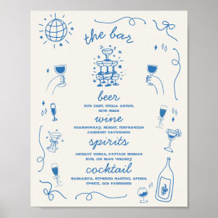 Hand Drawn Whimsical Bar Drink Menu Wedding Sign