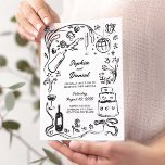 Hand Drawn Whimsical Black and Wedding Invitation<br><div class="desc">Invite your friends and family to your special day with this wedding invitation template. This whimsical design is sure to entertain your guests as well as inform them of all the events and that are part of your special day.</div>
