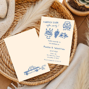 Hand Drawn Whimsical Black Wedding Doodle Invitation
