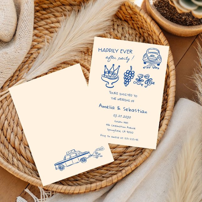 Hand Drawn Whimsical Black Wedding Doodle  Invitation (Creator Uploaded)