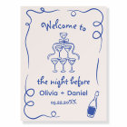 Hand Drawn Whimsical Blue Rehearsal Dinner Sign