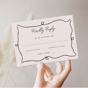 Hand Drawn Whimsical Border RSVP Reply Card