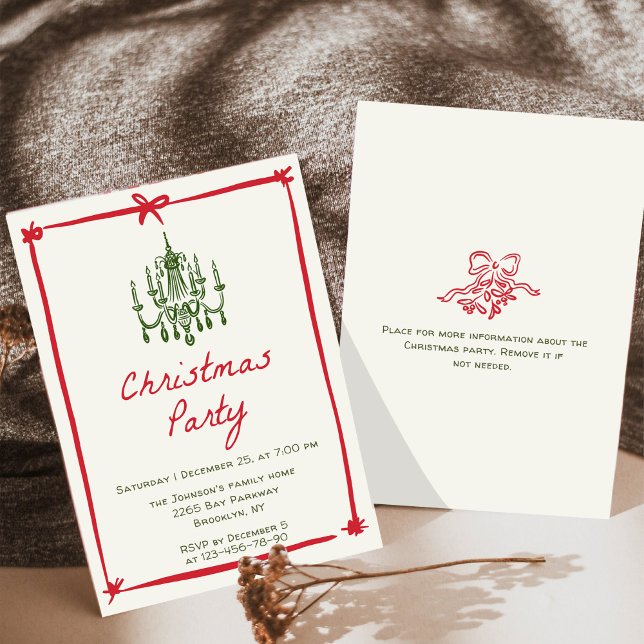 Hand Drawn Whimsical Christmas Holiday Party Invitation (Creator Uploaded)