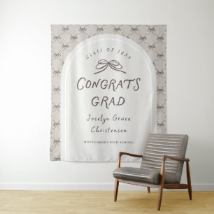 Hand Drawn Whimsical Congrats Grad Party Backdrop Tapestry