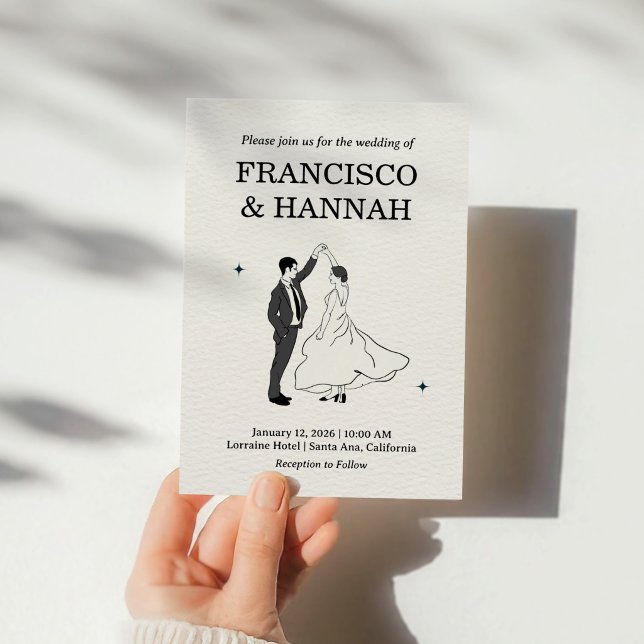 Hand Drawn Whimsical Couple Wedding Invitation (Creator Uploaded)
