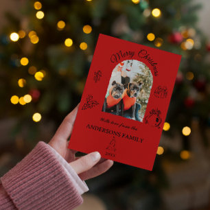 Hand drawn whimsical Flat Holiday Card