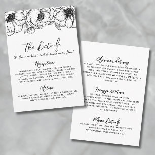 Hand Drawn Whimsical Floral Wedding Details Enclosure Card