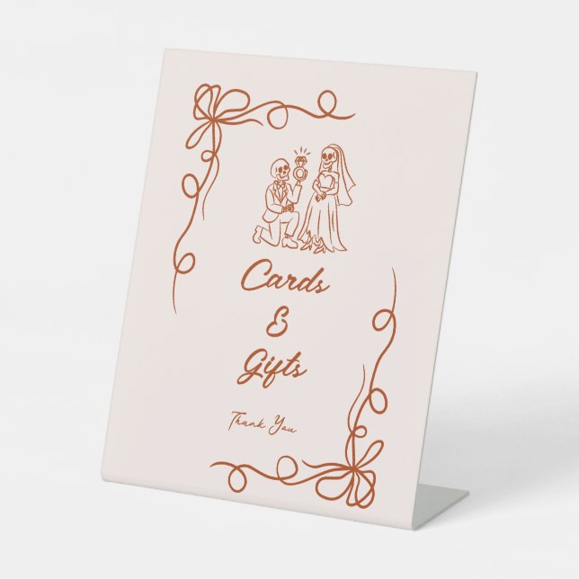 Hand Drawn Whimsical Halloween Bridal Shower Pedestal Sign (Front)