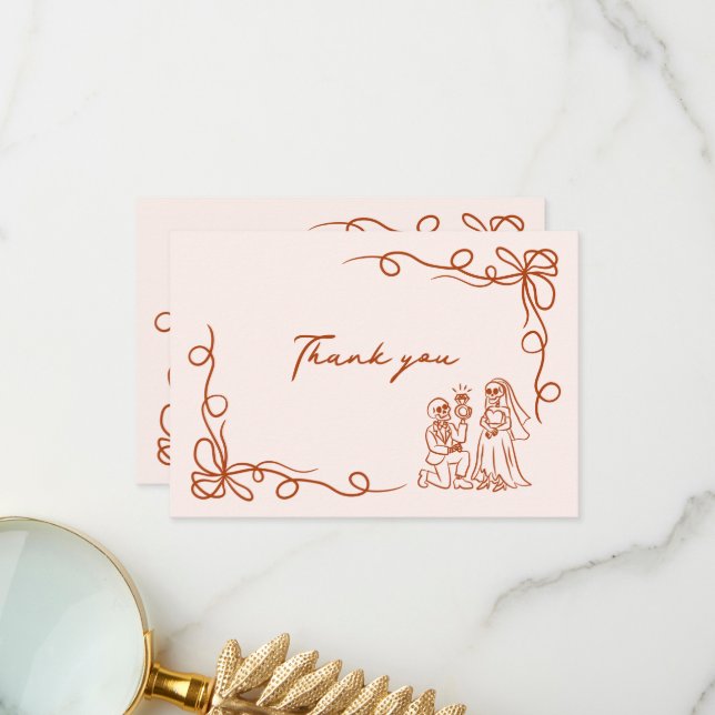 Hand Drawn Whimsical Halloween Bridal Shower  Thank You Card (Front/Back In Situ)