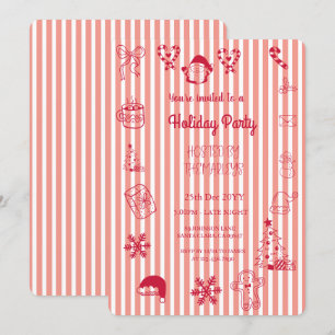Hand drawn whimsical holiday party invitation