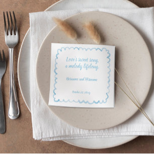 Hand Drawn Whimsical Light Blue Wavy Frame Quote Napkin